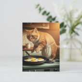 かわいいおもしろいジンジャーキャット料理エッグfor Breakfast ポストカード (スタンド正面)
