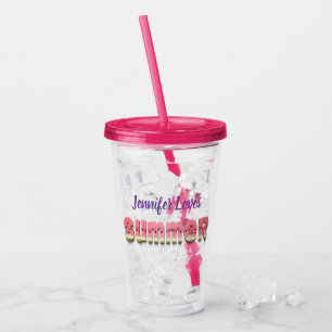 かわいいおもしろいスイカ夏ユーモアタイポグラフィ アクリルタンブラー