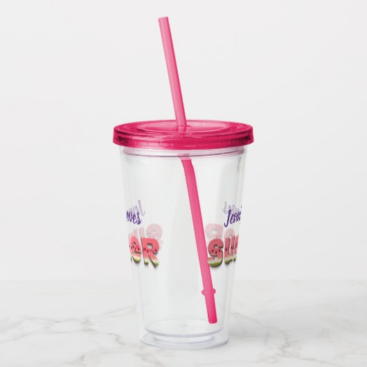 かわいいおもしろいスイカ夏ユーモアタイポグラフィ アクリルタンブラー (左)