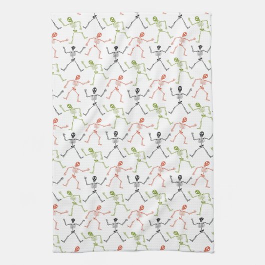 かわいいおもしろいスカルスケルトンハロウィンキッチンタオル キッチンタオル (縦)