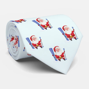 かわいいおもしろいスキーサンタクリスマス ネクタイ