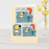 かわいいおもしろいストレス入り犬誕生日 カード (黄色い花)