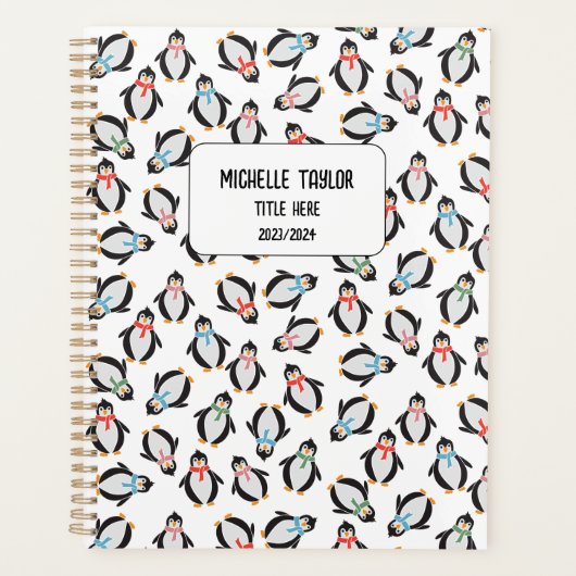 かわいいおもしろいスノーギフトペンギン子供の友人ノートブックP プランナー手帳 (正面)