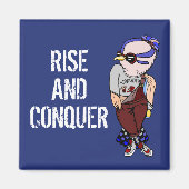 かわいいおもしろいズがグラスを身に着けて立ち上がり征服 マグネット (正面)