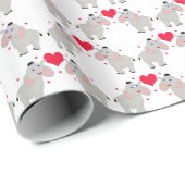 かわいいおもしろいゾウとハート ラッピングペーパー (ロールコーナー)