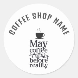 かわいいおもしろいタイポグラフィコーヒーシール ラウンドシール