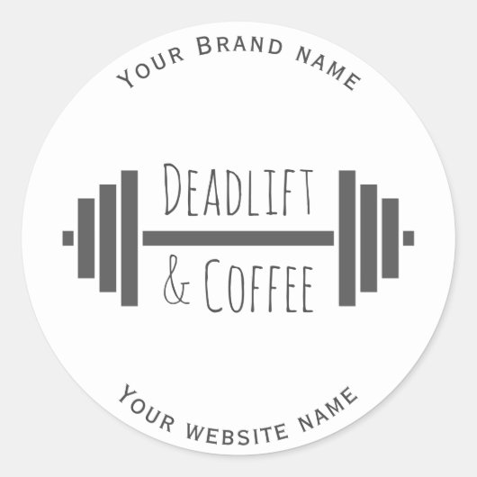 かわいいおもしろいタイポグラフィコーヒー&ジムシール ラウンドシール (正面)