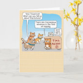 かわいいおもしろいタイム旅行キャットインボックス誕生日 カード (黄色い花)
