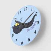 かわいいおもしろいタドポール漫画イラストレーション ラウンド壁時計 (傾斜)