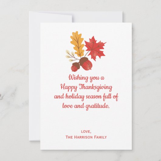 かわいいおもしろいターキー秋ハッピーサンクスギビング カード (裏面)