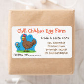 かわいいおもしろいチキン素朴な漫画の卵カートン ラベル (インサイチュ)