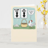 かわいいおもしろいチキン&エッグ誕生日 カード (黄色い花)