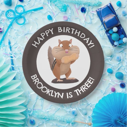 かわいいおもしろいチプムンクの漫画のパーソナライズされた誕生日 ペーパープレート (パーティー)