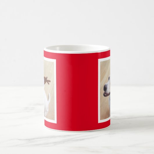 かわいいおもしろいトナカイ子犬レッドクリスマス コーヒーマグカップ (中央)