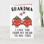 かわいいおもしろいトマトプリンおばあちゃんハッピーバースデー サンキューカード (正面)