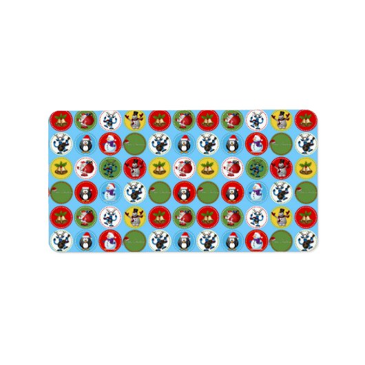 かわいいおもしろいトレンディークリスマスキャラクターパターン ラベル (正面)