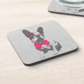 かわいいおもしろいトレンディーヴィンテージのブフランスのルドッグ コースター (左側)