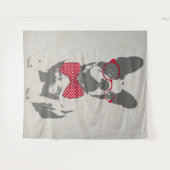 かわいいおもしろいトレンディーヴィンテージのブフランスのルドッグ タペストリー (正面(横))