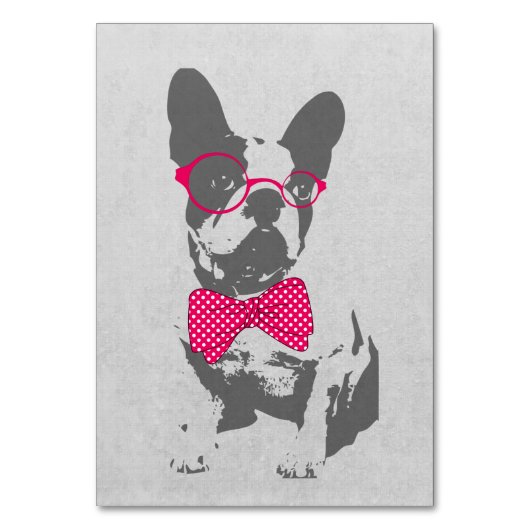 かわいいおもしろいトレンディーヴィンテージのブフランスのルドッグ テーブルナンバー (正面)