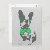 かわいいおもしろいトレンディーヴィンテージのブフランスのルドッグ ポストカード (正面/裏面)