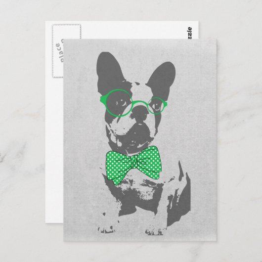 かわいいおもしろいトレンディーヴィンテージのブフランスのルドッグ ポストカード (正面/裏面)