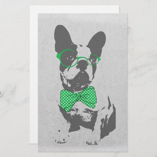 かわいいおもしろいトレンディーヴィンテージのブフランスのルドッグ 便箋 (正面/裏面)