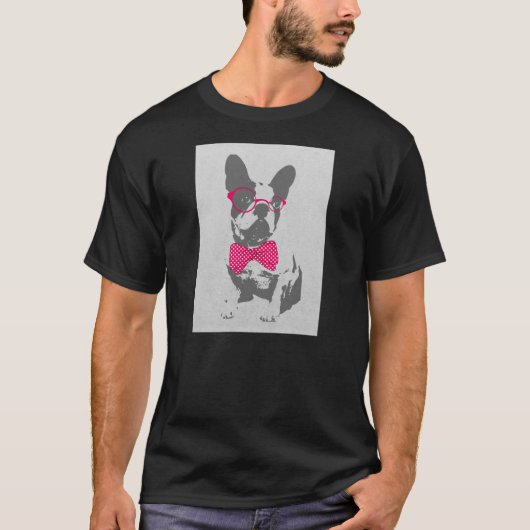 かわいいおもしろいトレンディーヴィンテージのブフランスのルドッグ Tシャツ (正面)