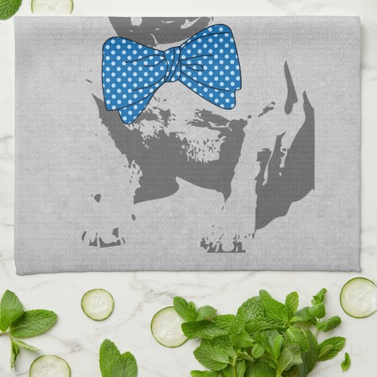 かわいいおもしろいトレンディーヴィンテージブフランスのルドッグ キッチンタオル (折り畳み)