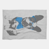 かわいいおもしろいトレンディーヴィンテージブフランスのルドッグ キッチンタオル (横)