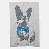 かわいいおもしろいトレンディーヴィンテージブフランスのルドッグ キッチンタオル (縦)