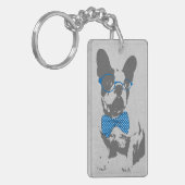 かわいいおもしろいトレンディーヴィンテージブフランスのルドッグ キーホルダー (正面左)