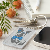 かわいいおもしろいトレンディーヴィンテージブフランスのルドッグ キーホルダー (正面右)