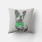 かわいいおもしろいトレンディーヴィンテージブフランスのルドッグ クッション (裏面)