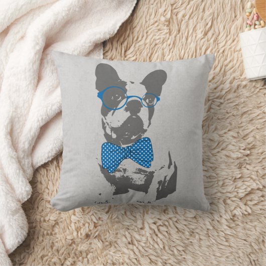 かわいいおもしろいトレンディーヴィンテージブフランスのルドッグ クッション (ブランケット)