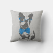 かわいいおもしろいトレンディーヴィンテージブフランスのルドッグ クッション (裏面)