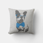 かわいいおもしろいトレンディーヴィンテージブフランスのルドッグ クッション (正面)
