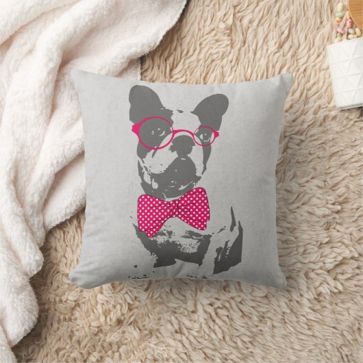 かわいいおもしろいトレンディーヴィンテージブフランスのルドッグ クッション (ブランケット)