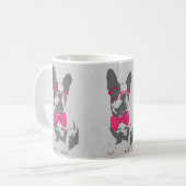かわいいおもしろいトレンディーヴィンテージブフランスのルドッグ コーヒーマグカップ (正面左)