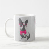 かわいいおもしろいトレンディーヴィンテージブフランスのルドッグ コーヒーマグカップ (左)