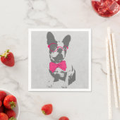 かわいいおもしろいトレンディーヴィンテージブフランスのルドッグ スタンダードカクテルナプキン (インサイチュ)