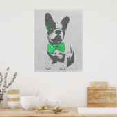 かわいいおもしろいトレンディーヴィンテージブフランスのルドッグ ポスター (キッチン)