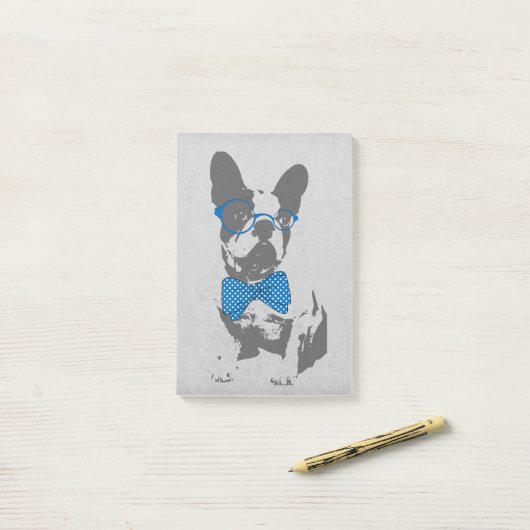 かわいいおもしろいトレンディーヴィンテージブフランスのルドッグ ポストイット (デスク上)