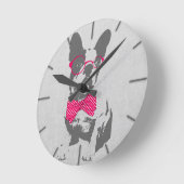 かわいいおもしろいトレンディーヴィンテージブフランスのルドッグ ラウンド壁時計 (傾斜)