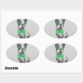 かわいいおもしろいトレンディーヴィンテージブフランスのルドッグ 楕円形シール (シート)