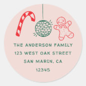 かわいいおもしろいドードルスクリスマスホリデー差出人住所 ラウンドシール (正面)