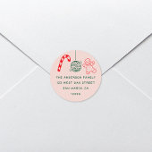 かわいいおもしろいドードルスクリスマスホリデー差出人住所 ラウンドシール