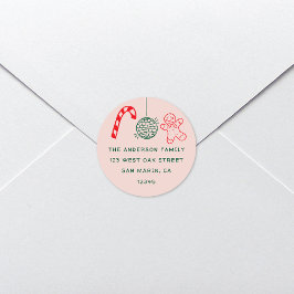 かわいいおもしろいドードルスクリスマスホリデー差出人住所 ラウンドシール