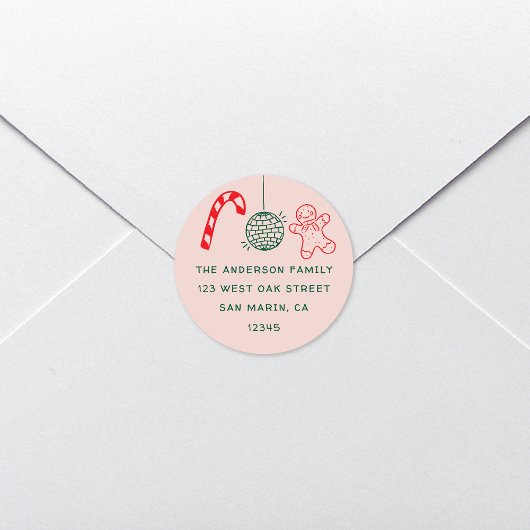 かわいいおもしろいドードルスクリスマスホリデー差出人住所 ラウンドシール