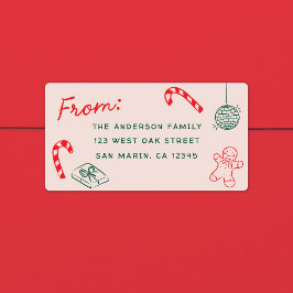かわいいおもしろいドードルスクリスマスホリデー差出人住所 ラベル