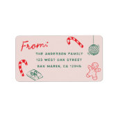 かわいいおもしろいドードルスクリスマスホリデー差出人住所 ラベル (正面)